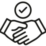 a black and white illustration of hands shaking