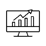 a black and white image of a computer monitor with a graph